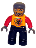 LEGO 47394pb013 Duplo Figure Lego Ville, Male Castle, Black Legs, Bright Light Orange Chest, Red Arms, Dark Bluish Gray Hands, Open Mouth
