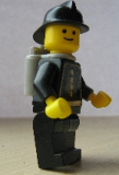 LEGO firec019s Fire - Old Stickered Torso, Black Fire Helmet, Light Gray Airtanks